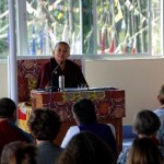 Jetsun Khandro Rinpoche teaching during the 2011 Mindrolling Retreat in India.