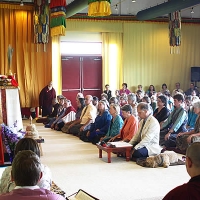 Rinpoche teaching during the Rigdzin Thughthig empowerment at Lotus Garden