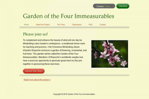 Donation web site for the Garden of the Four Immeasurables