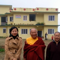 Jetsün Khandro Rinpoche, His Eminence Khochhen Rinpoche and Jetsün Dechen Paldrön visiting a medical clinic in Lava which is supported by Samten Tse Charitable Society