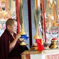 Jetsün Khandro Rinpoche bestowing the Rigzin Thugthig empowerment at Lotus Garden in September 2012.
