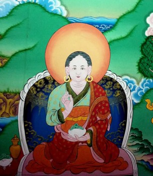 Wall mural depicting Jetsün Mingyur Paldrön