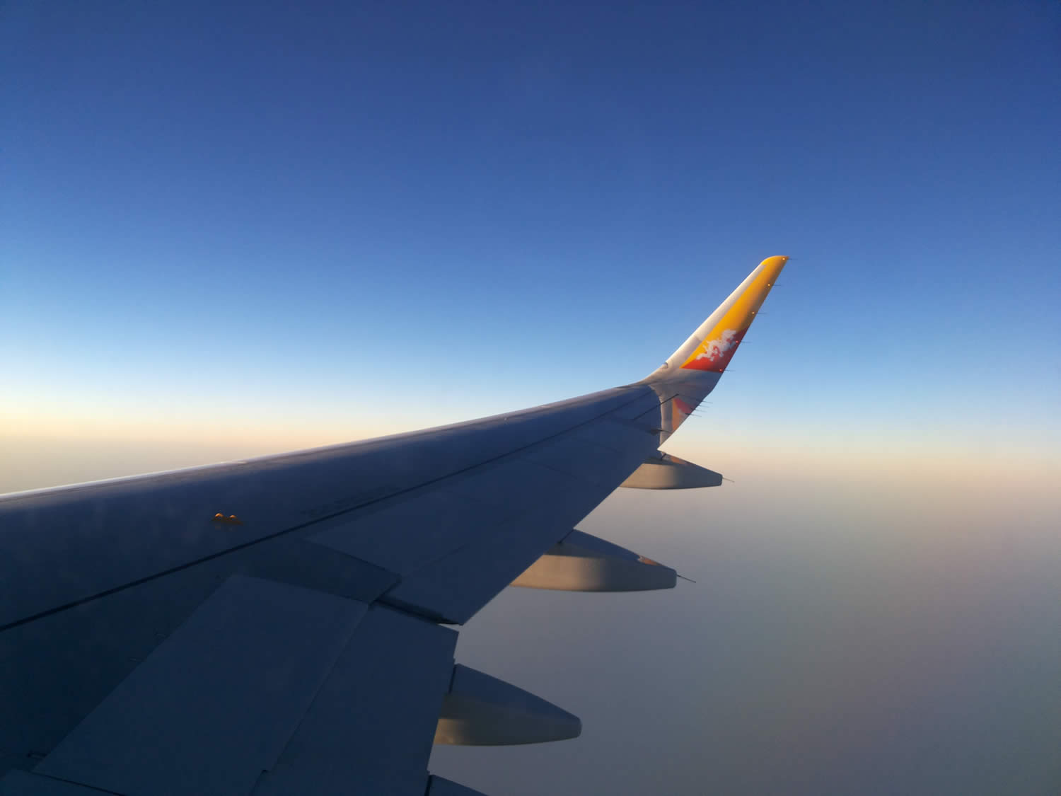 A beautiful sunrise as seen from the Druk Air flight from Delhi to Paro.
