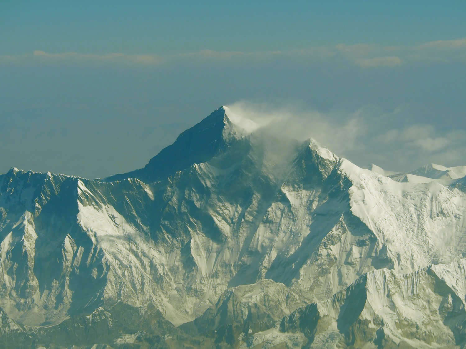 The flight passed over the Himalayan mountain range and offered a spectacular view of Mt. Everest.