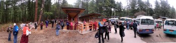 Gathering to begin trek to Taktsang.