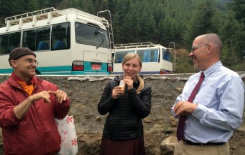 Lama Roar Vestre, Lisa Cyrus and Steve Iverson relaxing during the tea.