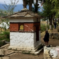 The water-driven prayer wheel at Dung Tse Lha Khang, Paro.