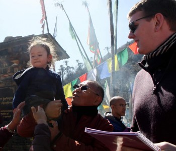 Dungse Rinpoche with Lama Riga la and Kunda Britton Bosarge at Pelela Pass.