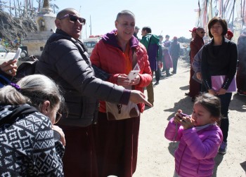 Jetsun Rinpoche with nuns and group members.