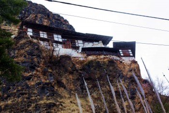 View of the shrine built around the cave of Guru Rinpoche.