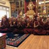 Newly appointed khenpos gather for prayers in the presence of the sacred Kudung of Kyabje Mindrolling Trichen