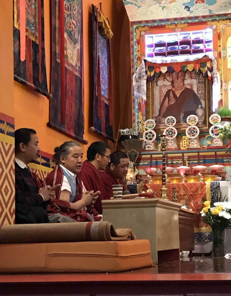 Members of the Tibetan sangha in New York City offering prayers on the 10th anniversary of the parinirvana of Kyabje Mindrolling Trichen