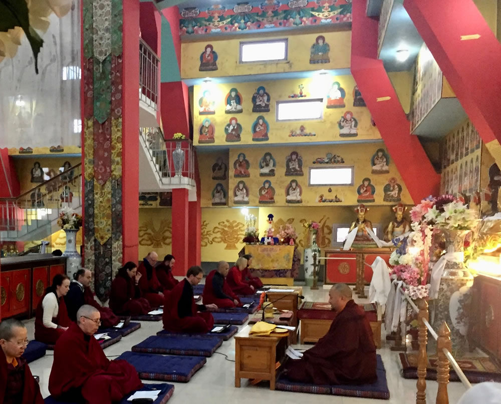 Evening prayers in the Great Stupa
